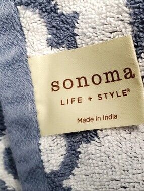 Sonoma Blue and White Patterned Towel